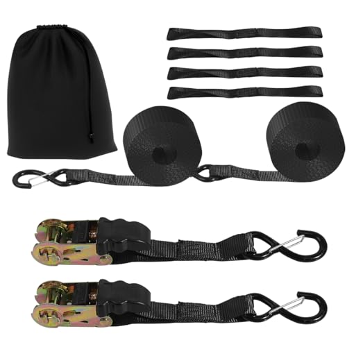 STHIRA Ratchet Tie Down Straps Set 1600lbs Loading Cargo Shipping Ratchet Strap with 2pcs Ratchet Belts, 2 Roll of 8.7 Yards Safety S-Hook Straps, 4 Loop-end Straps, 1 Storage Bag STHIRA Ratchet Tie Down Straps Set 1600lbs Loading Cargo Shipping Ratchet Strap with 2pcs Ratchet Belts, 2 Roll of 8.7 Yards Safety S-Hook Straps, 4 Loop-end Straps, 1 Storage Bag